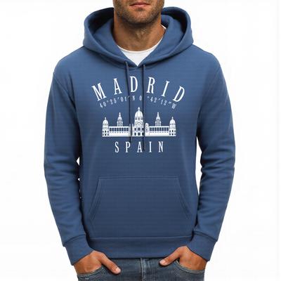 Koninklijk Paleis van Madrid Spanje Print Heren Hoody Herfst Fleece Hoodies Hip Hop Losse Streetwear All-Match Comfortabele Mannenkleding