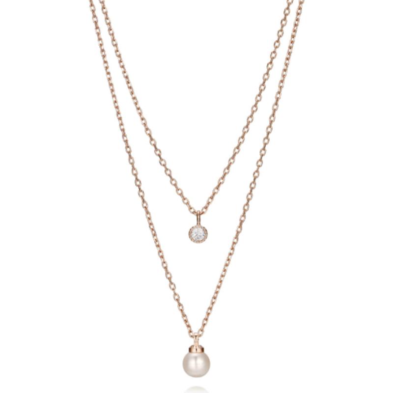 

ELLE Jewelry Pearl Layered Necklace ELBRNN009 Rose gold