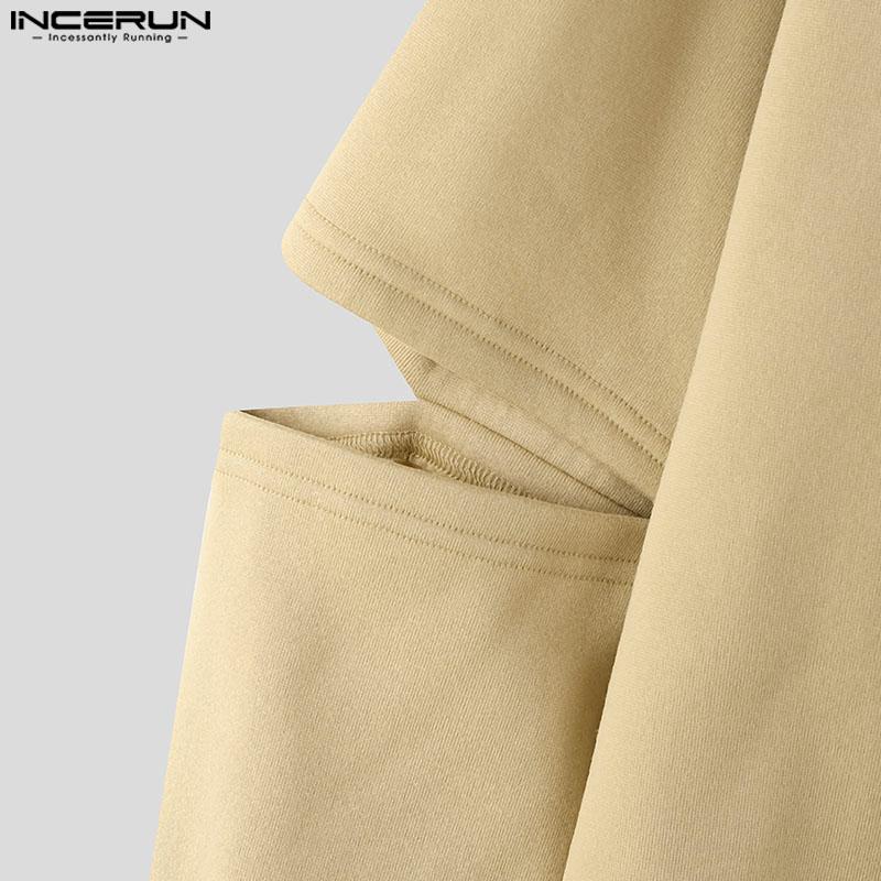 INCERUN Men Spring Cutout Long Sleeve Print Loose Pullover Sweatshirts
