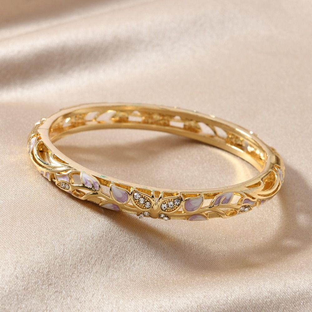 Pulseira Bangles Vazada Floral Tradicional Pulseira Dupla Pulseira de Mão Feminina Meninas