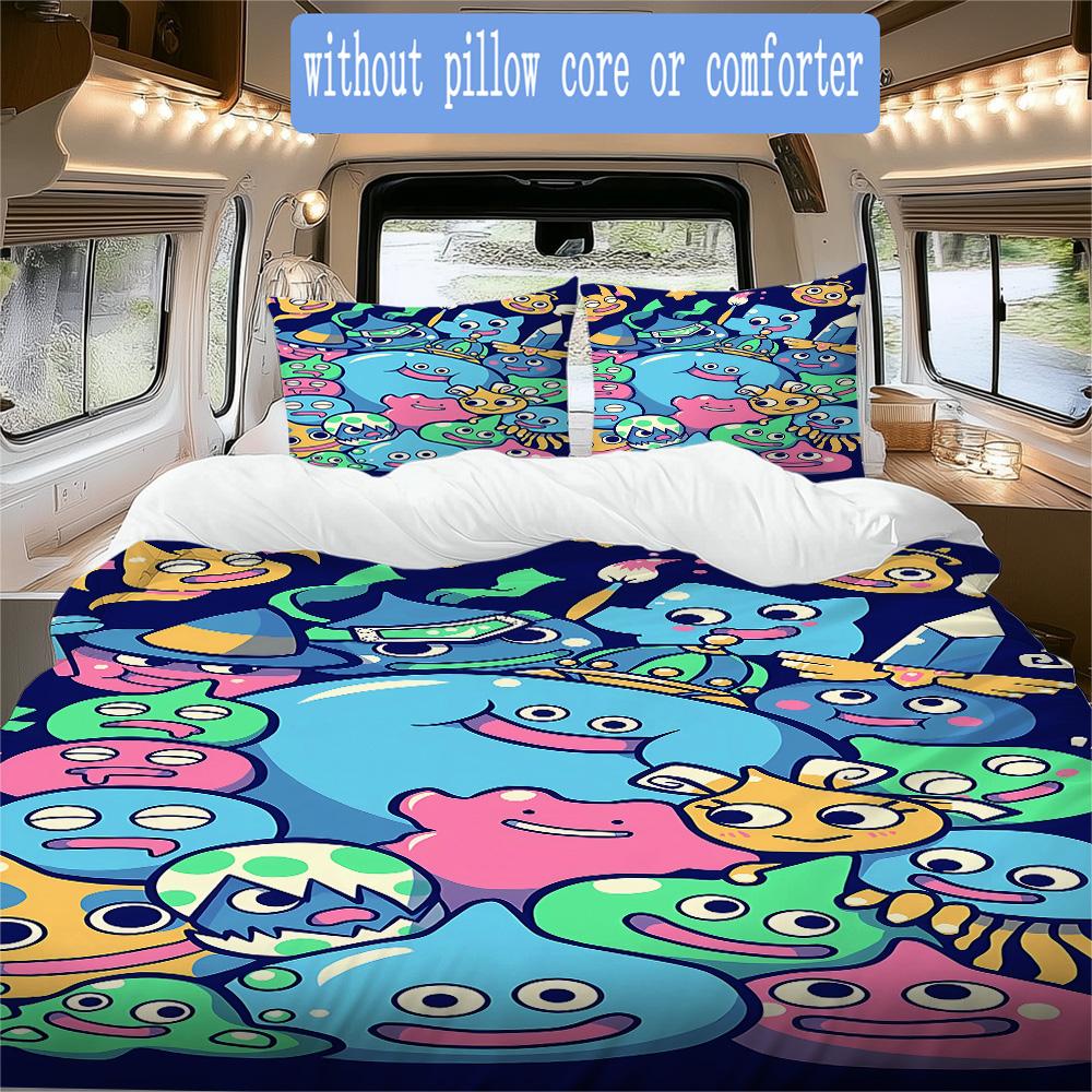 Colorful Cartoon Slime Pattern Bedding,Quilt Set Quilt Cover Pillowcase Home Birthday Gift (1*duvet cover+2*pillowcase,without core)SSJT0917169