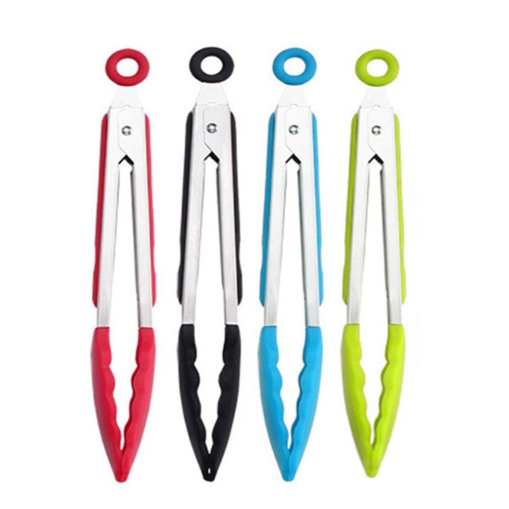 

3pcs 7 9 12 Food Flip Clip Stainless Steel Cooking Tongs Silicone Locking Tong Steak