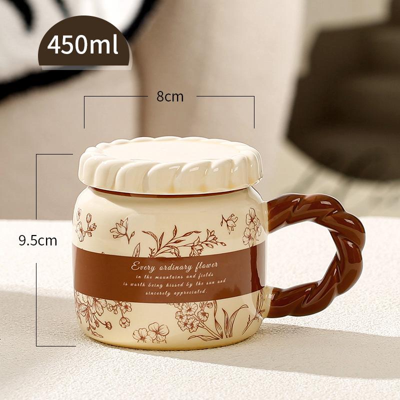 French Retro Ceramic Cup Office Water Cup High Value Mug Home Dormitory Coffee Cup Couple Cup Men