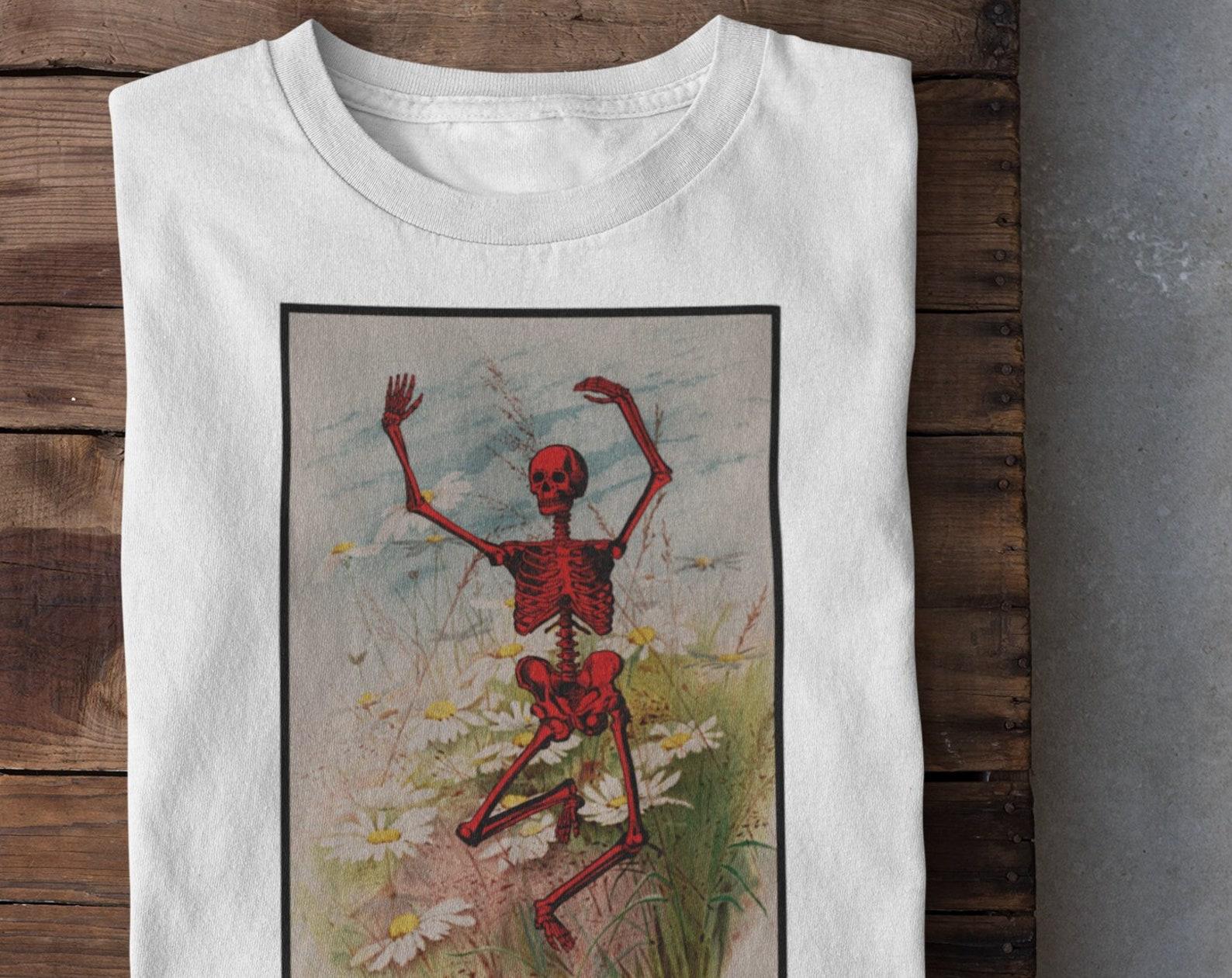 Dancing Skeleton in Sunflowers T-shirt, Gothic Aesthetic 3XL