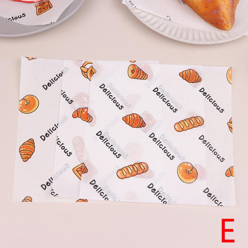 50Pcs Food Grade Baking Wax Paper Food Wrappers For Cake Pastry Wrapping Grease Paper For Festival Party Bread Burger Oilpaper