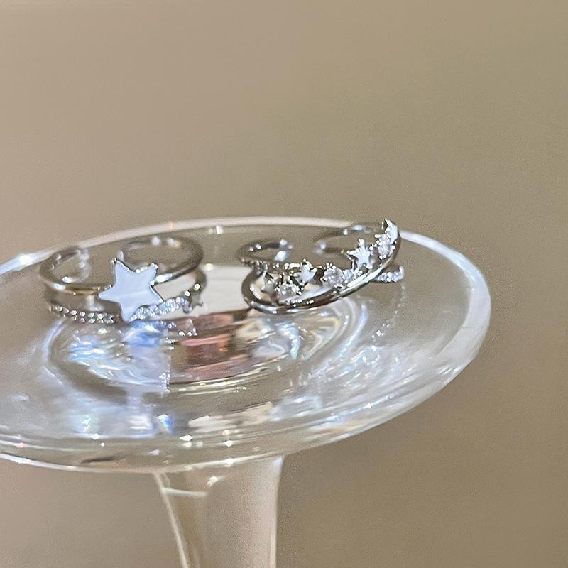 Y2K Accessories Star Zircon  Rings For Women Girls Double Layer Open Ring Aesthetic Jewelry Party Gifts