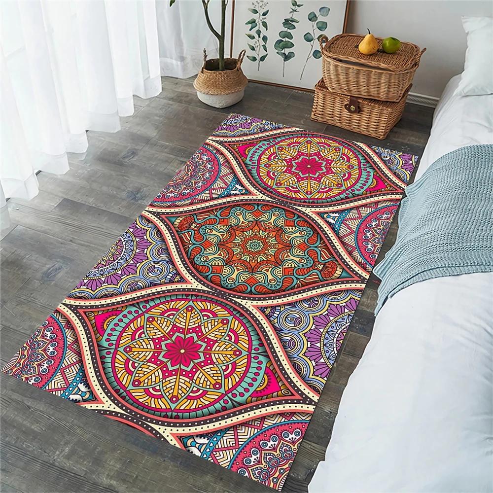 Boho Mandala Carpet Retro Floral Floor Rugs for Living Room Bedroom Balcony Decor Non-slip Kitchen Mat Exotic Flowers Doormat