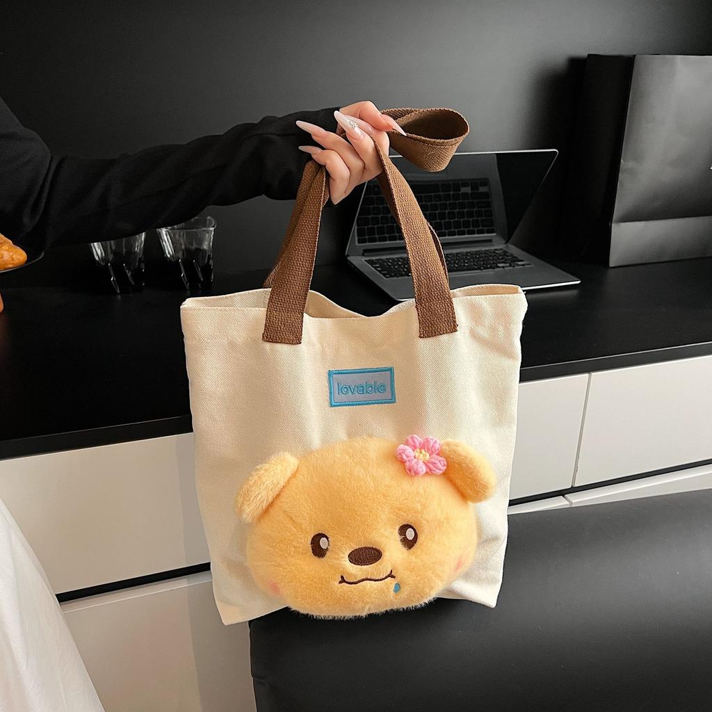 New Cute Panda Doll Bag Shoulder Bag Canvas Bag Large Capacity Tote Bag Underarm Bag Plush Bag