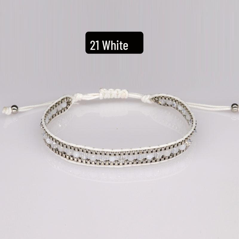 Bohemian Handmade Woven Crystal Beaded Friendship Bracelet for Women