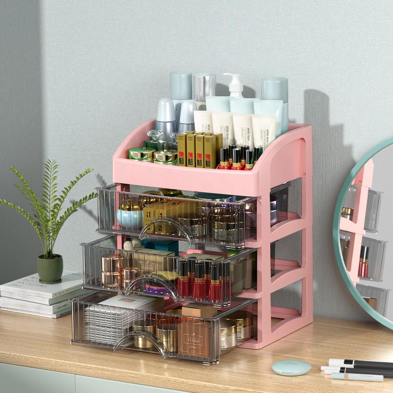 Zásuvkový organizér na make-up a šperky, velkokapacitní, transparentní, vícevrstvý, úložné boxy na laky na nehty, rtěnky, péči o pleť a kosmetiku