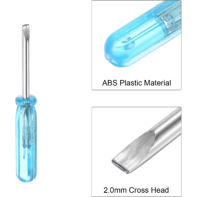 Mini-One-Touch-Schraubendreher, 2,0 mm Flachkopf, 45 mm lang, für die Reparatur kleiner Geräte, 5er-Pack