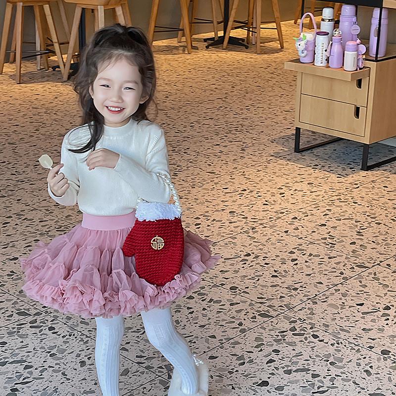 Stylish Baby Yarn Knitted Gloves And Creative Shoulder Bag For Girls And Boys