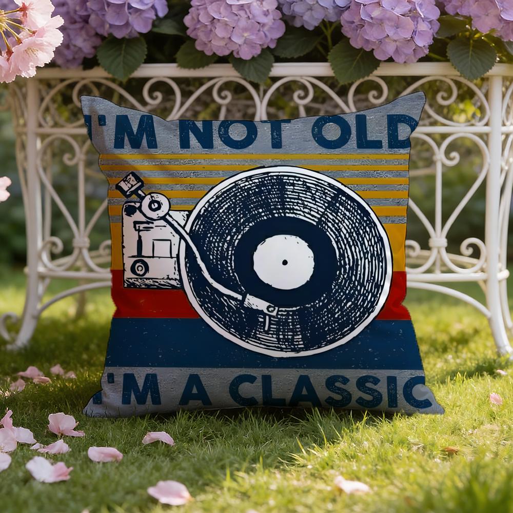 Music Tape Print Cushion Cover Home & Car Dual-Scene Pillow Cover: Reversible for Premium Comfort