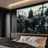 2D Medieval Knight Tapestry, Gothic Templar Warrior Wall Art for Home Decor