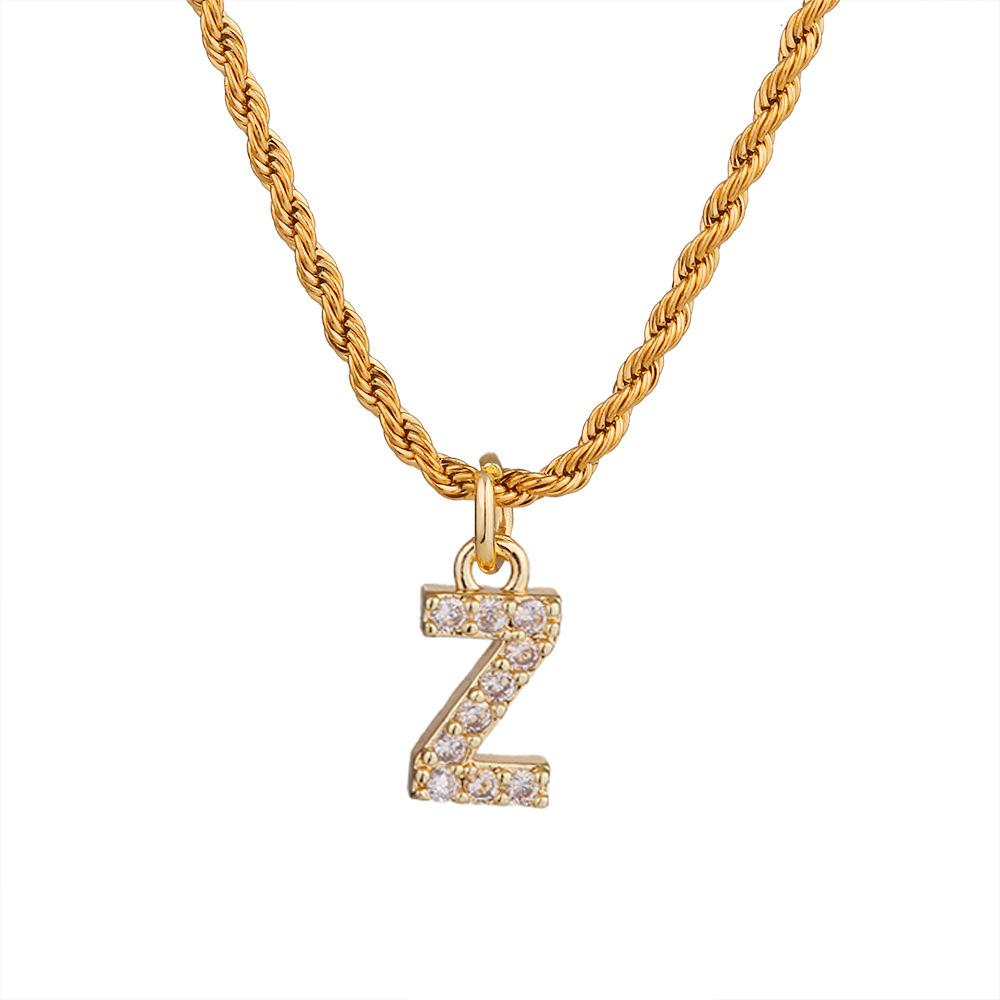 

Fashion popular twist chain pendant jewelry women s inlaid zircon letter pendant necklace