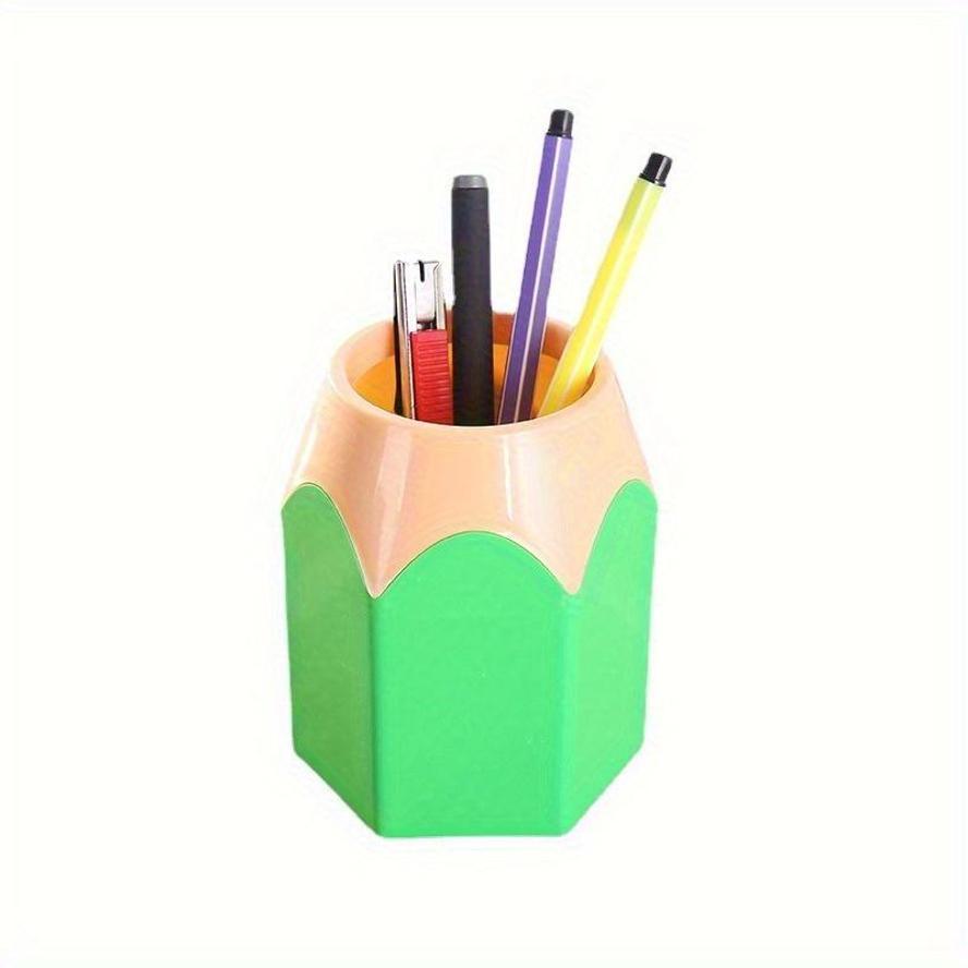 Cute Contrast Color Pen Holder Large Capacity Desktop Storage Box Plastic Organizer For Office Study Stationery