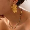 Tarnish Free Vintage Gold Color Stainless Steel Drop Earrings Metal Waterproof Statement Stylish Gold Color Exaggerated
