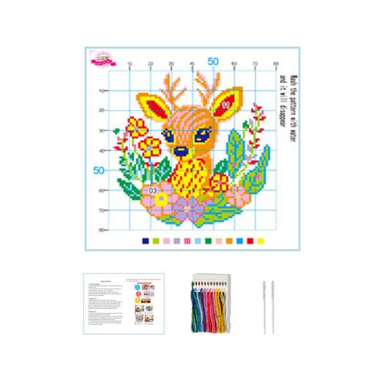 Embroidery Starter Kit for Beginners Cross Stitch Set with Floral Animal Landscape Patterns Pre-Printed Fabric Threads Needles Instructions DIY Craft