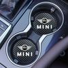 NNEJ4 2Pcs Car Coasters Carbon Fiber Cup Holder Mat For BMW Mini Cooper One JCW WORKS F54 F55 G30 G05 Car Interior Decorative Coasters