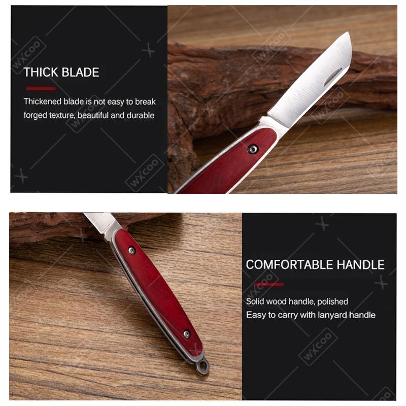 Stainless Steel Fruit Knife Folding Knife Rosewood Handle Multifunctional Kitchen Fruit Paring Pocket Knife Kitchen Accessories
