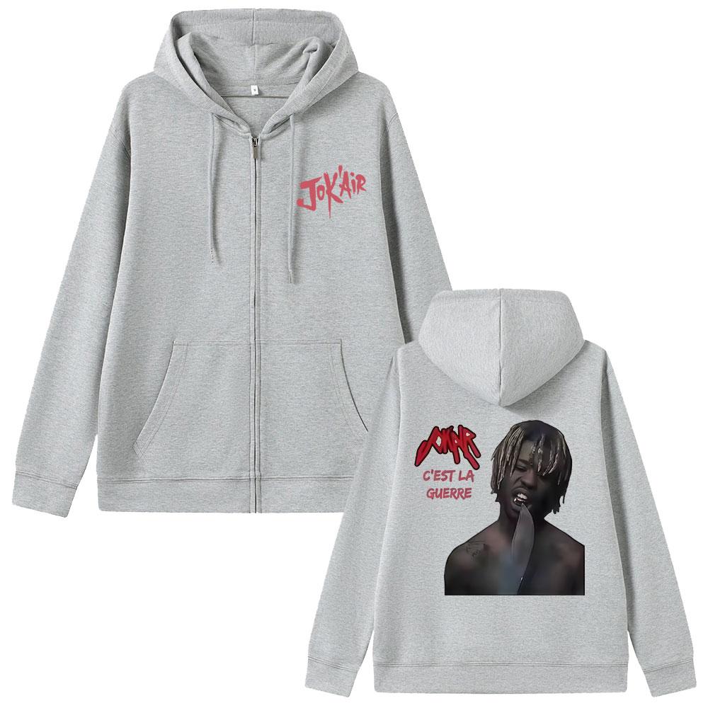 Rapper Jokair C'est La Guerre Album Merch Zipper Hoodie Men Women Vintage Oversized Zip Up Jacket