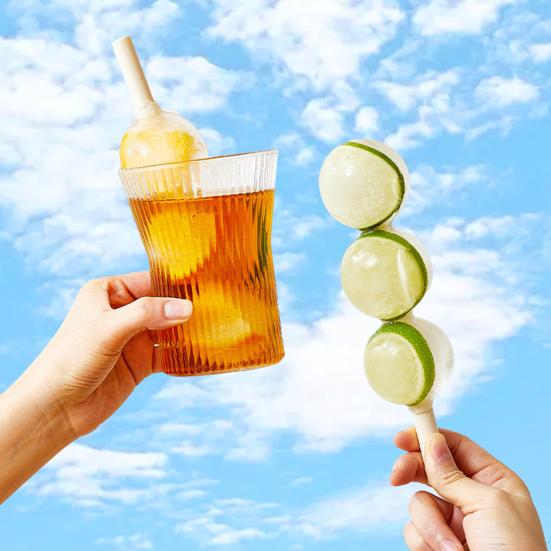 2-in-1 Silicone Popsicle & Ice Ball Mold DIY Treat Maker with Built-in Straws BPA-Free Ice Cube Tray for Cocktails Desserts Kids Snacks