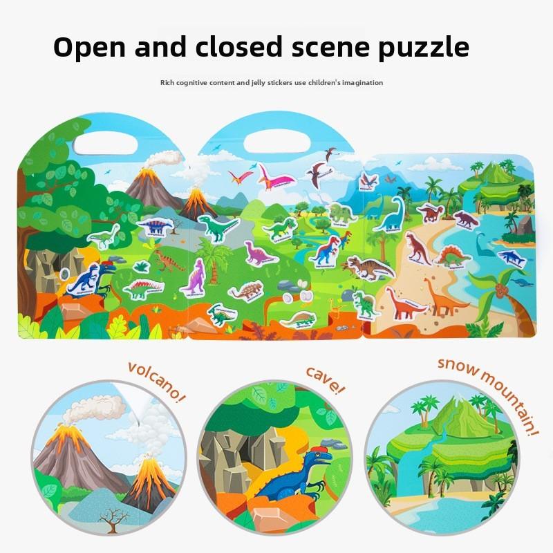 Childrens Dinosaur Insect Ocean Theme Puzzle Book With Reusable Stickers For Early Learning And Cognitive Development
