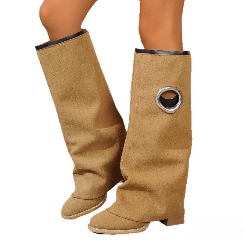 Nové stylové kalhotové kozačky pro ženy, univerzální kozačky na středním podpatku, jednoduché kozačky a dámské boty