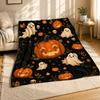 Koc z koralowego polaru z motywem kota-ducha i dyni na Halloween