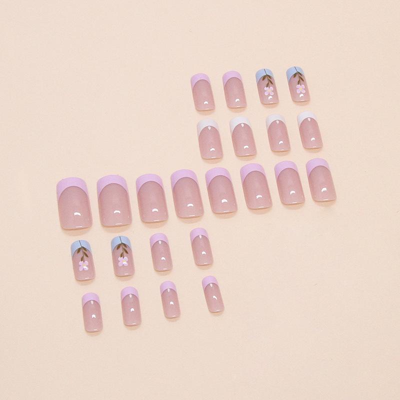 Fake Nail Flower Europe And America Wear Nail Solid Color Detachable Nail Patch Printing Simple Nail Patch 24 Pieces