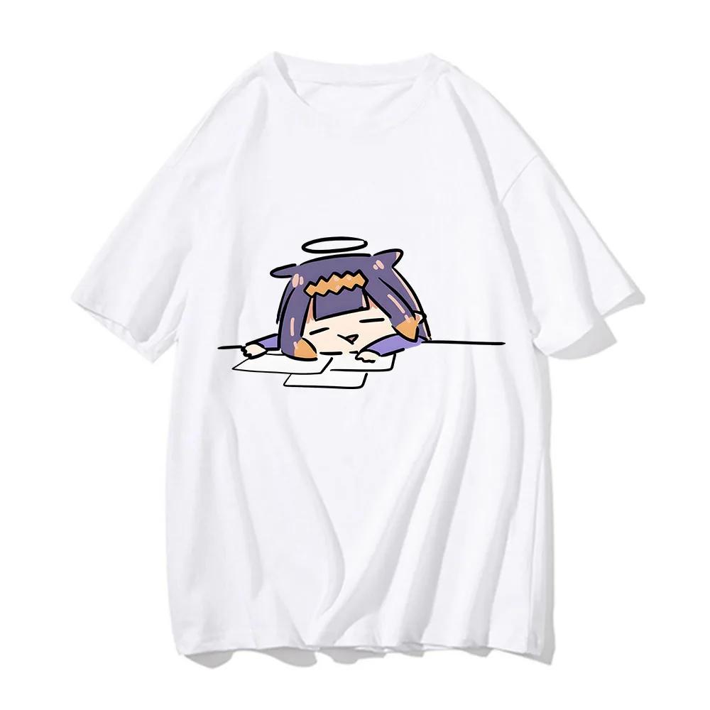 Ninomae Inanis Tako Cartoon Anime Printed T Shirt Outdoor Harajuku Vintage Clothes Casual O-neck Loose Short Sleeve Tees