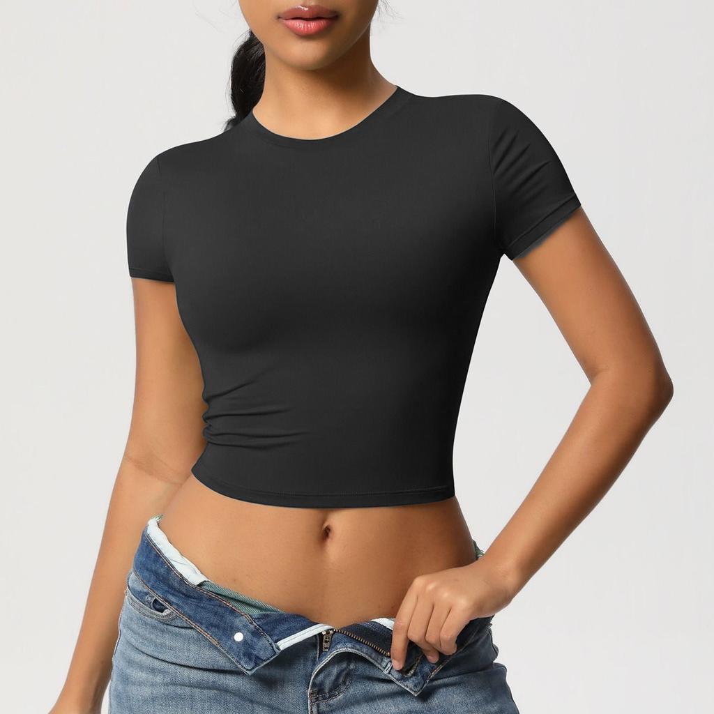 European and American open-navel short-sleeved T-shirt women, summer new large-size short Spice Girl top