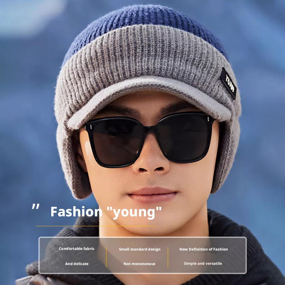 Men's Winter Baseball Cap with Ear Flaps, Dad Hat Thermal Ear Protection Knit Baseball Cap for Men Outdoor Sports Walk Running