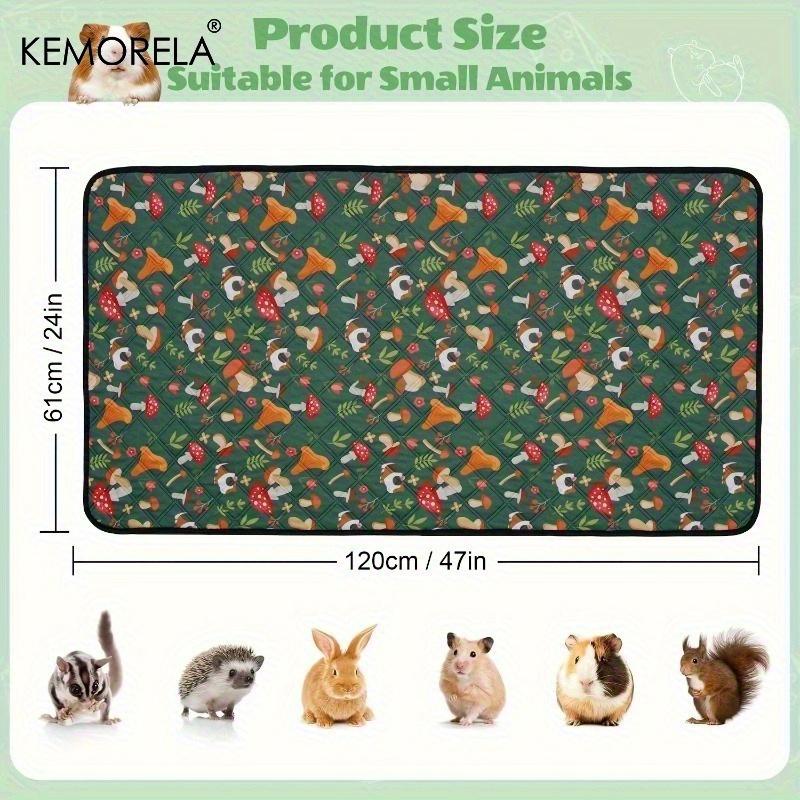 1PCS Green Mushroom Patterned Liners for Guinea Pig Cages - Washable Reusable Highly Absorbent Suitable for Rabbits Hamsters