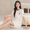 Pure Cotton Nightdress Girls Summer Pajamas Short-sleeved Thin Cute Simple Style Dress Women's Round Neck Home Dress