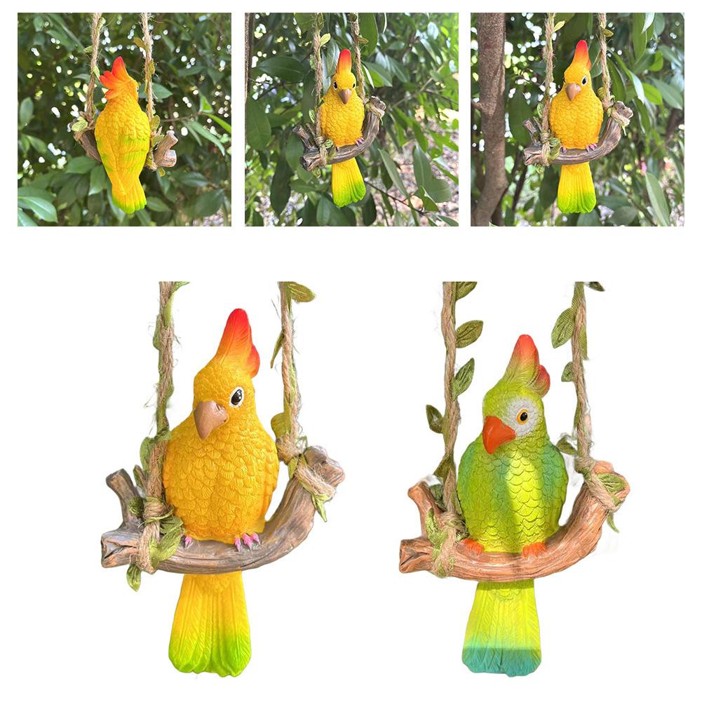 Garden Decoration Resin Parrot Figurine Outdoor Bird Ornament 0.24 Pounds Versatile Hanging Decor Waterproof Material For Garden