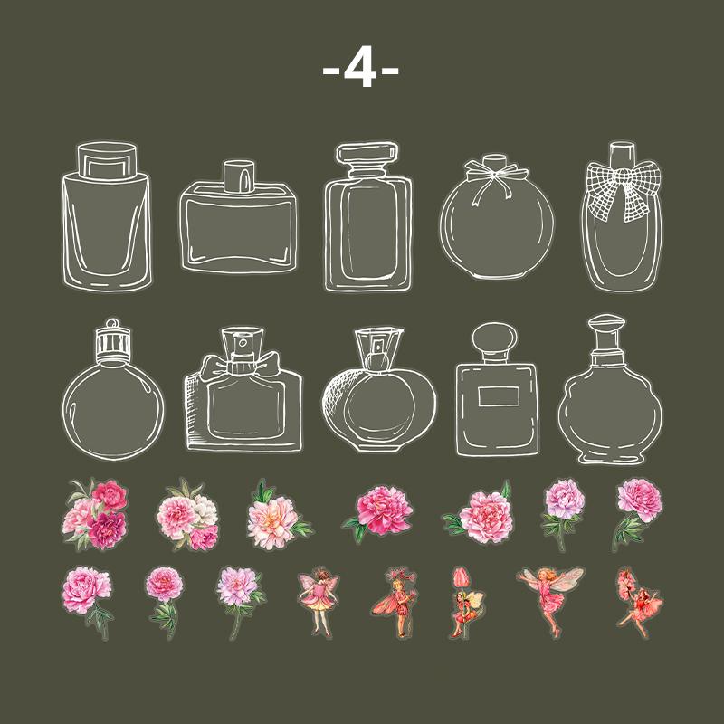 PET Sticker Transparent Plant Flower Botttle Handbook Retro Floral Decoration Stickers DIY Scrapbook Collage Photo Frame