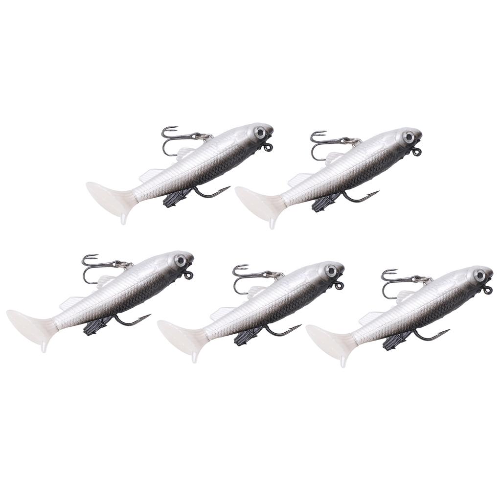 5pcs Soft Body Sinking Swimbait T Tail Soft PVC Bass Lure Trout Bait for Saltwater Freshwater