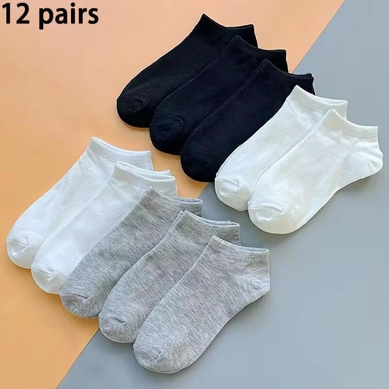 10 Paires de Chaussettes Socquettes Simples à Rayures et Motifs Lettres pour Homme, Chaussettes Confortables, Respirantes, Douces et Absorbant la Sueur pour l'Extérieur pour Homme