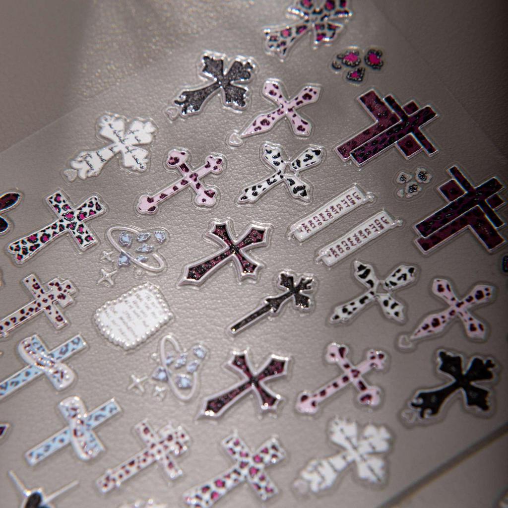 Cyansea Het Y2K Leopardmönster Laser Nageldekorationsklistermärken