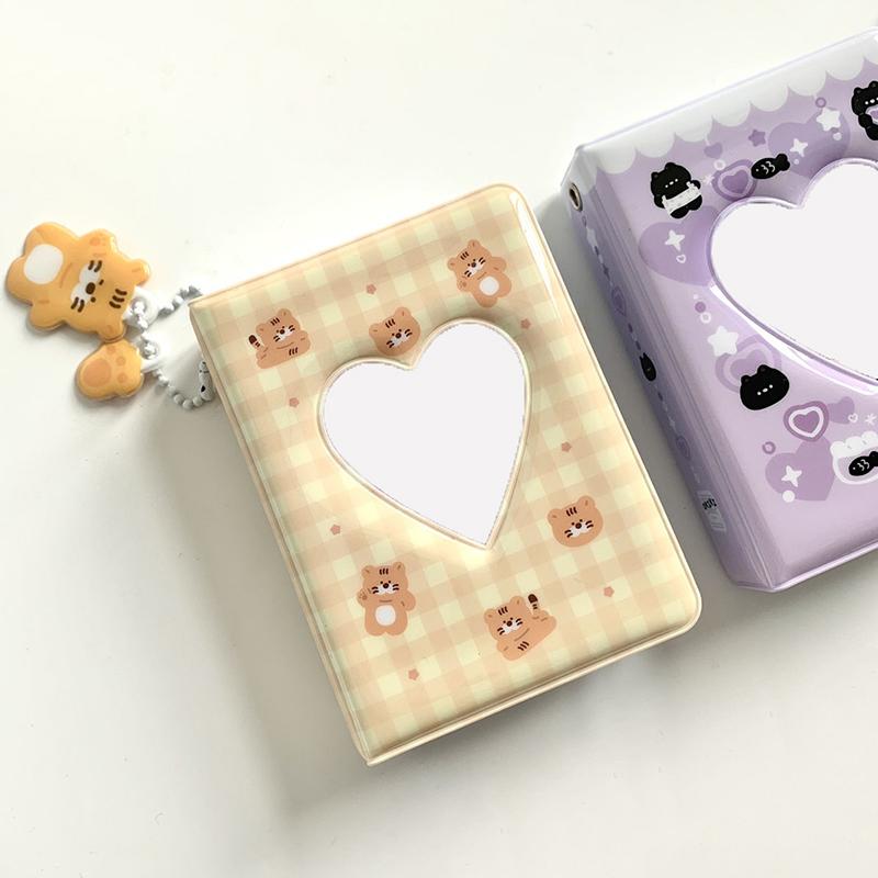 3-calowy mini album ze zdjęciami, słodki, kreskówkowy album z niedźwiedziem, serce miłosne, pusty Kpop, uchwyt na karty ze zdjęciami, Idol Star Chasing Binder, zbierz książkę