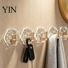 Sleek Design Wall Hooks Acrylic Adhesive Hooks, Hexagonal Wave Shape, No Drilling Easy Installation Hook, Modern Style Clear for Bathroom Kitchen