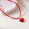 Exquisite Red Crystal Heart Pendant Necklaces for Women Handmade Elegant Imitation Pearls Clavicle Chain Party Jewelry Gifts