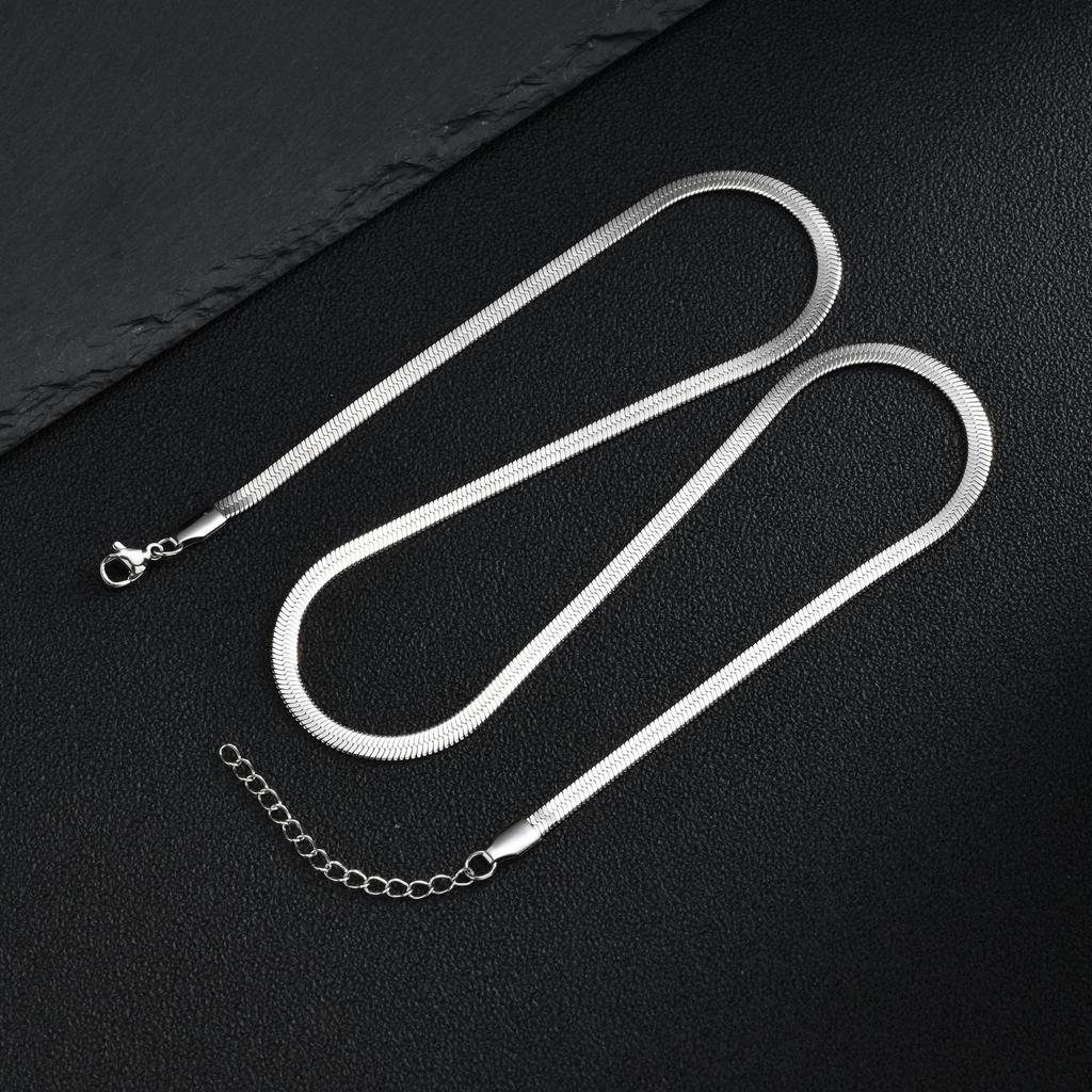 Vnox Herringbone Necklace, Stainless Steel Flat Blade Snake Chain, Gold Silver Plated Choker for Men Women, 3-5mm Width 40-65cm