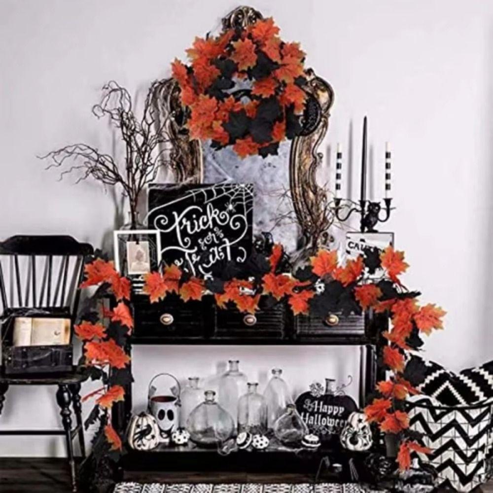 Silk Halloween Leaf Vines Realistic Artificial Hanging Vine Garland  Table Decoration