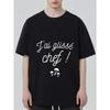 Black T Shirt with I Ai Glisse Chef Text and Parachute Design for Casual Wear