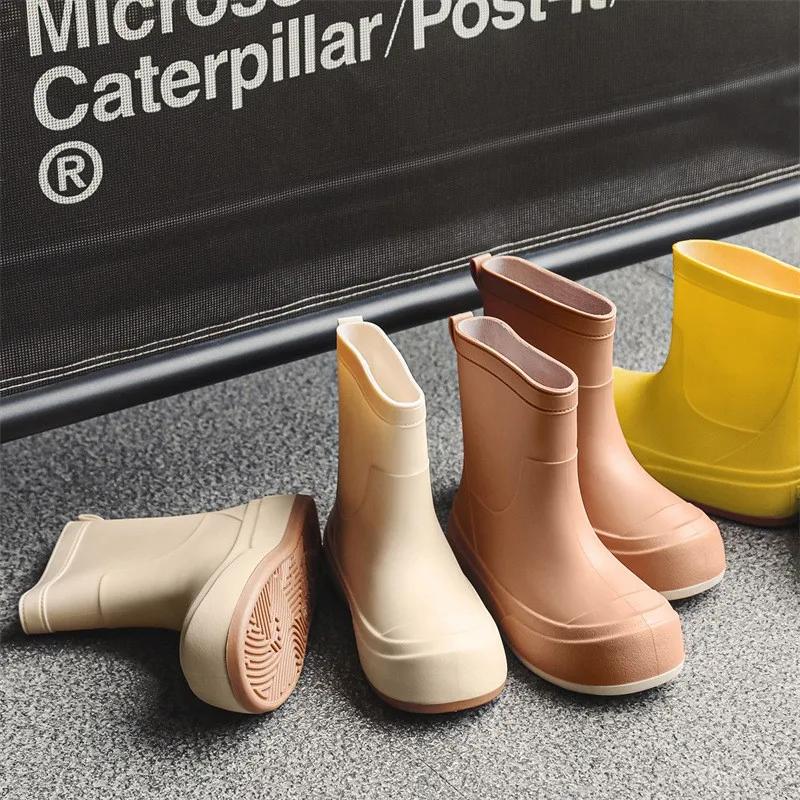 Fashion Women Fashion Rain Shoes Outdoor Waterproof Work Garden Shoes 2025 New Short Tube Rain Boots Soft Bottom Lady Ankle Boot