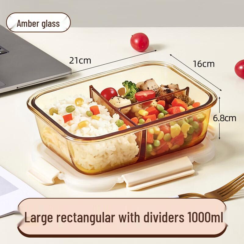 LOCK&LOCK Glass Rectangular 3-Compartment Food Container