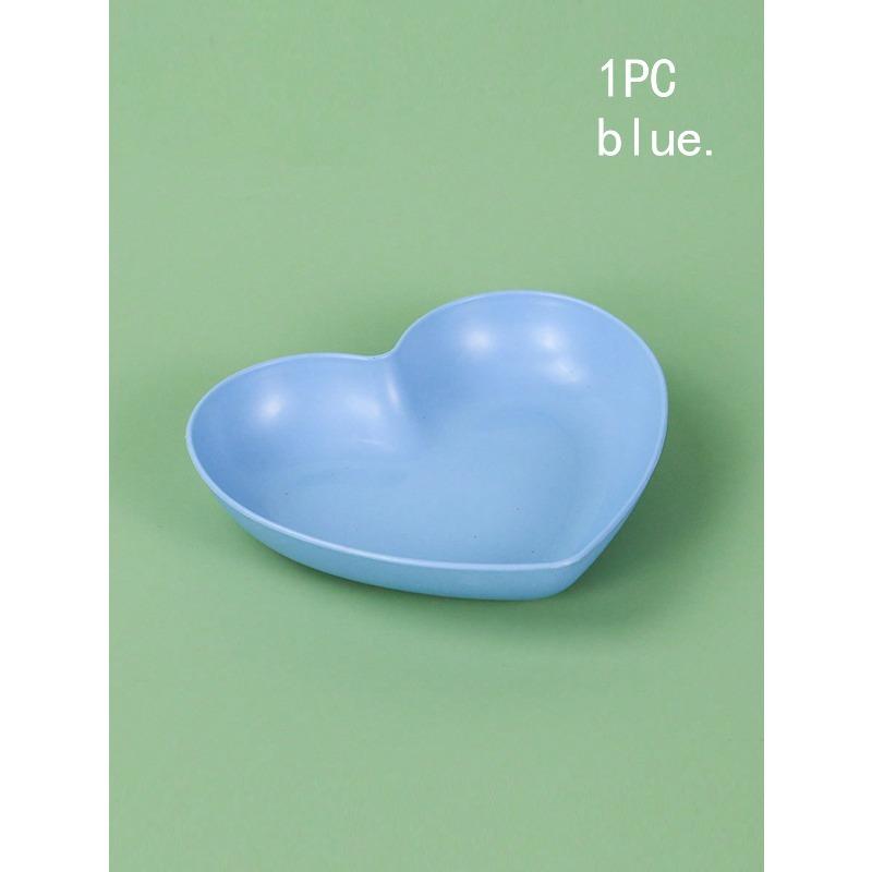 Assiettes en Plastique en Forme de Cœur pour Snacks, Plateaux Empilables Réutilisables, Convient pour Bonbons, Fruits, Snacks, Noix, Idéal pour la Maison, la Cuisine, les Fêtes, les Pique-niques 1pc-blue