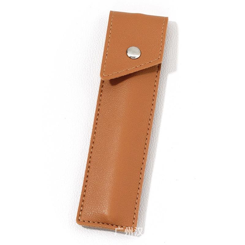 Solid Color Portable Leather Pen Case Single Pen Protective Case Anti Drop Pen Case